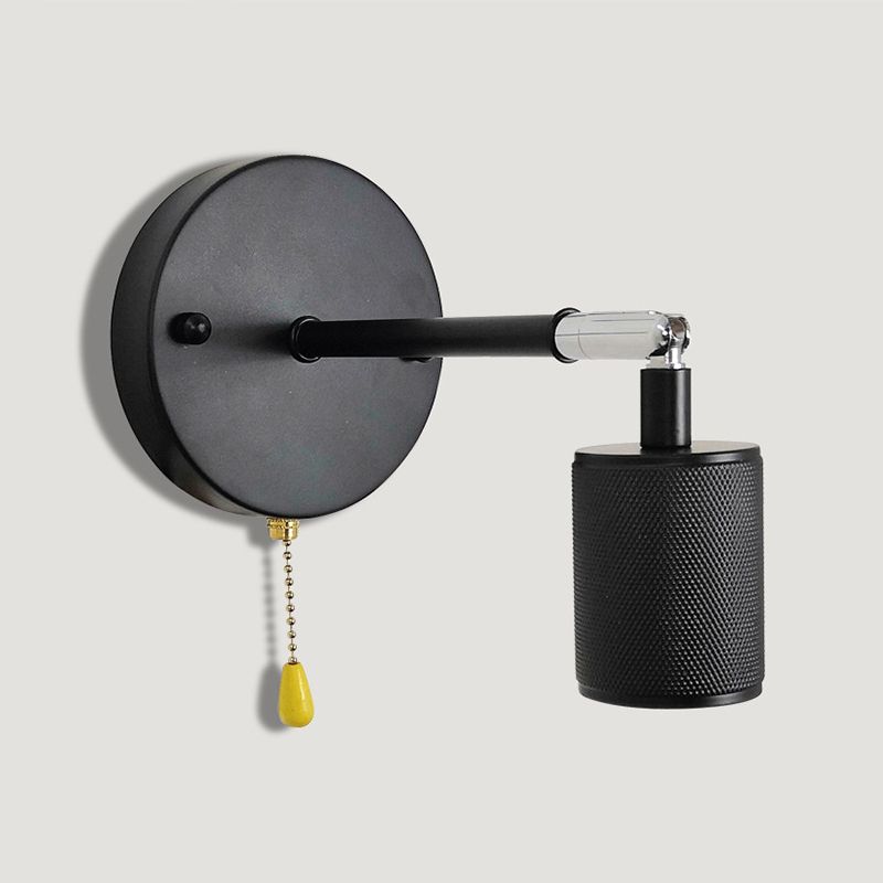 Industrial Tapered Shape Wall Mount Light Fixture Metal 1 Light Sconce Lamp in Black