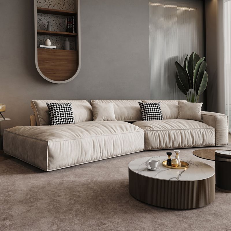 Single Side Armrest with Pillow Back Sofa Bed Cream Cloth Art Sofa