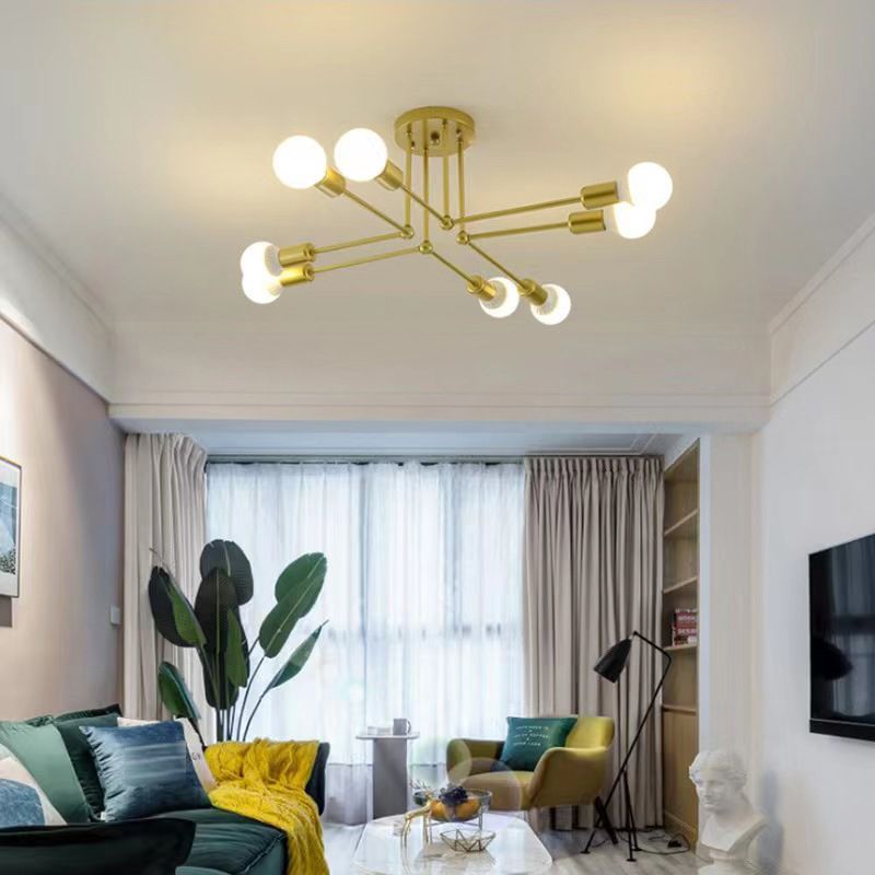 Sputnik Flush Mount Fixture Contemporary Metal Ceiling Light