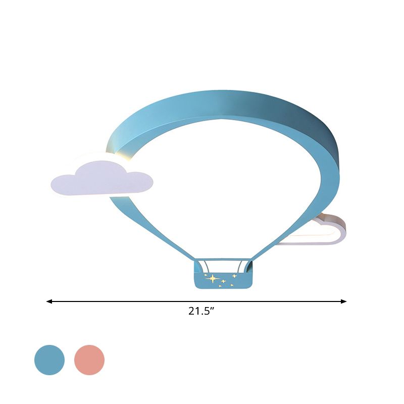 Globo aerostático rosa/azul, luz montada en el techo, dibujos animados, lámpara empotrada metálica LED de 18"/21,5" de ancho