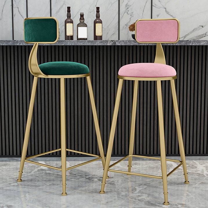 Nordic Armless Backrest Counter Stool Iron KitchenBar Stool with Cushion and Pedal