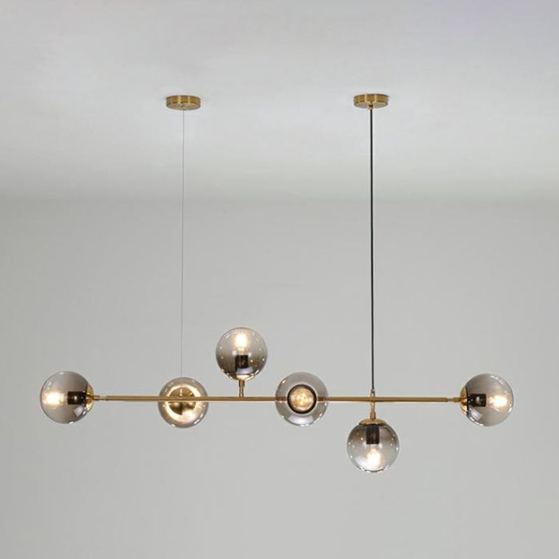 Lámparas colgantes de restaurantes múltiples de Gold Island Chandelier con sombra de vidrio de globo