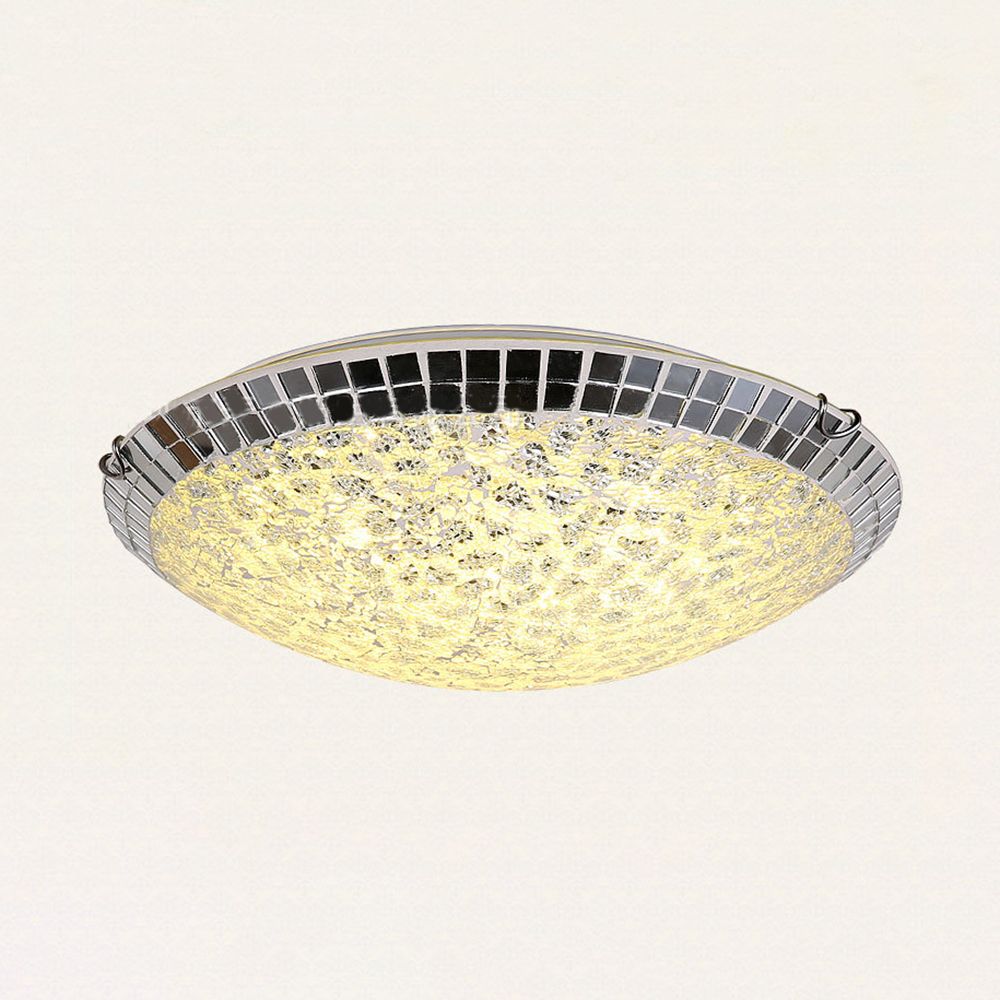 Plafonnier encastré en forme de bol craquelé, vitrail vintage de 12 "/ 16" de large, luminaire de plafond transparent