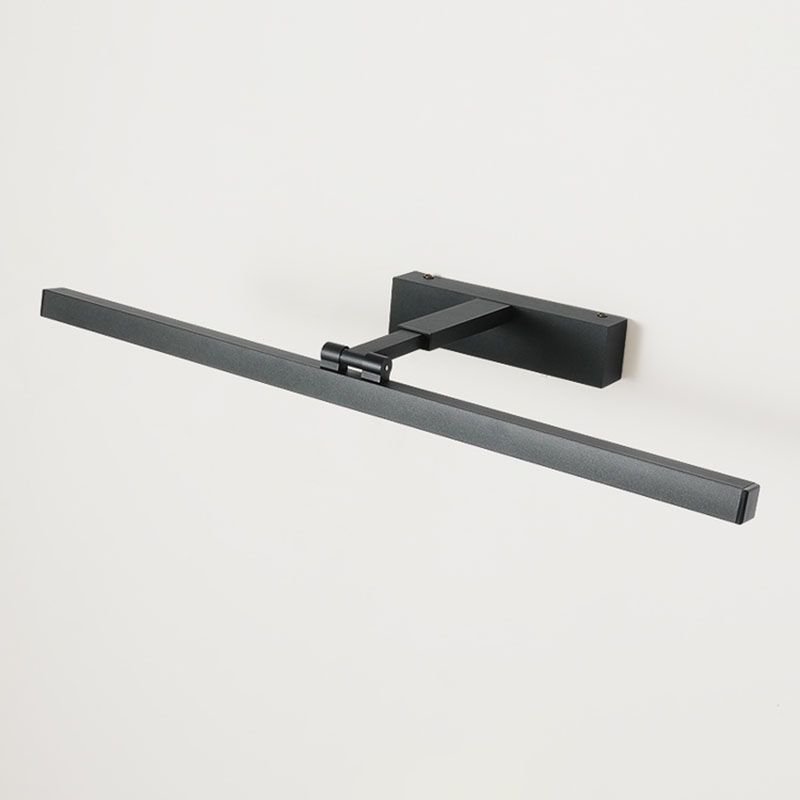 Metal Linear Wall Sconce Modern Style 1-Light Swing Arm Mirror Wall Light Fixture in Black