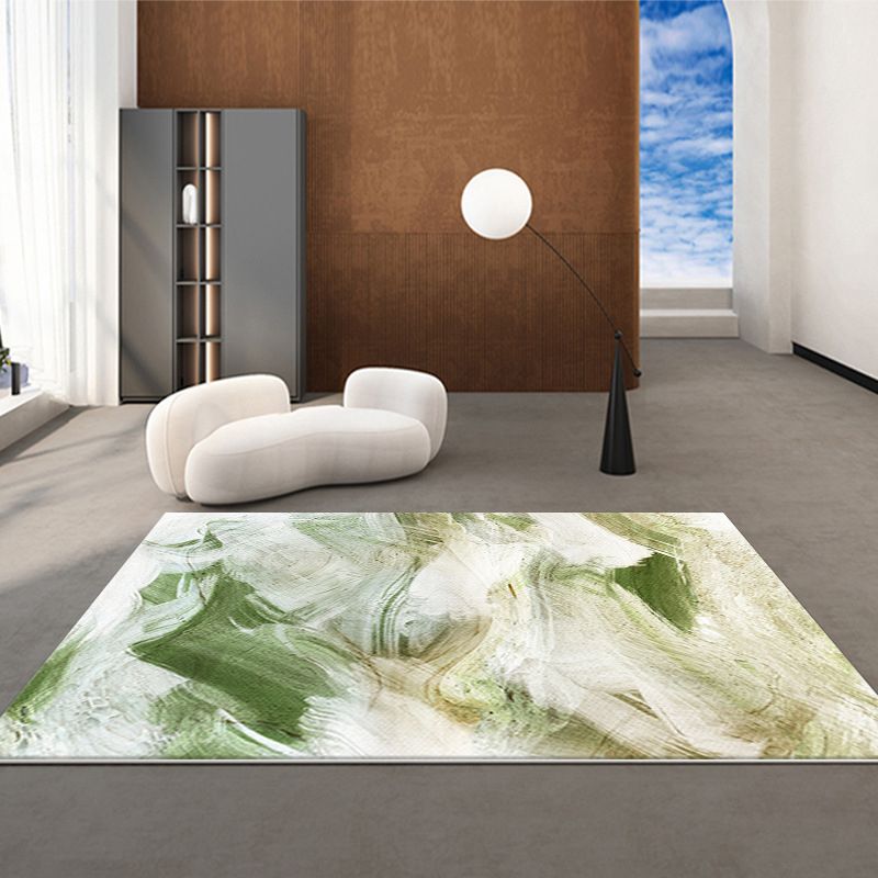 Green Modern Rug Polyester Graphic Area Rug Washable Rug for Living Room