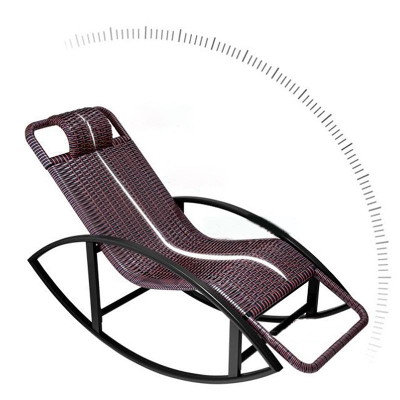 Creative Recliner Chair Wicker Outdoor Rocker Chair with Dark Legs