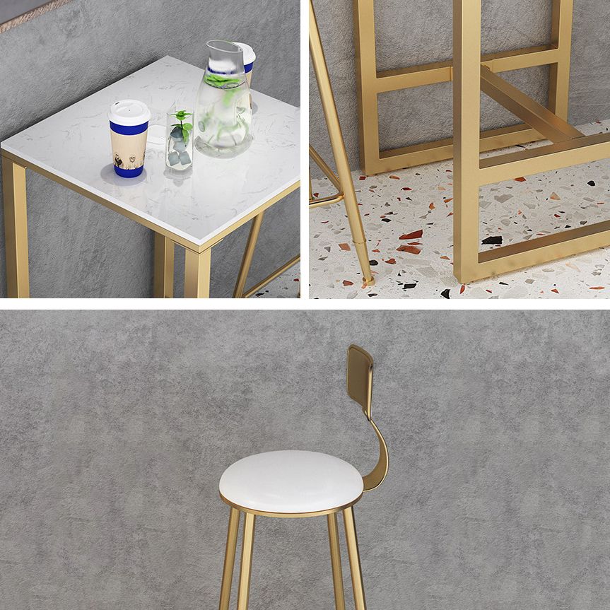 Modern Stone Pub Table Set 1/2/3/5 Pieces Fixed Table Counter Table for Dining Room