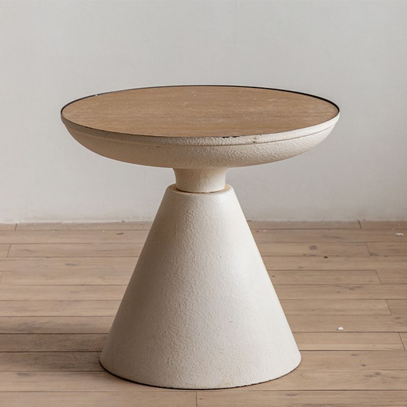 French Country Round Wood Top Coffee Table Iron Pedestal Cocktail Table