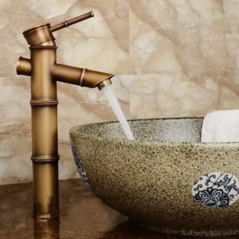 Country Style Vessel Bathroom Faucet Brass Lever Handle Vanity Sink Faucet