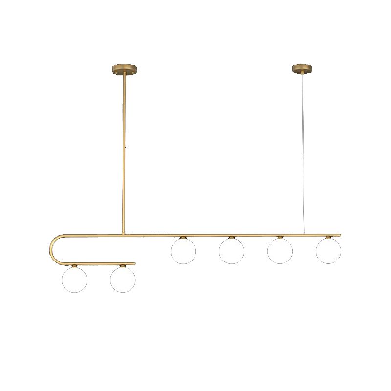 Glass Round Chandelier Light Fixture Simple Island Pendant for Dining Room