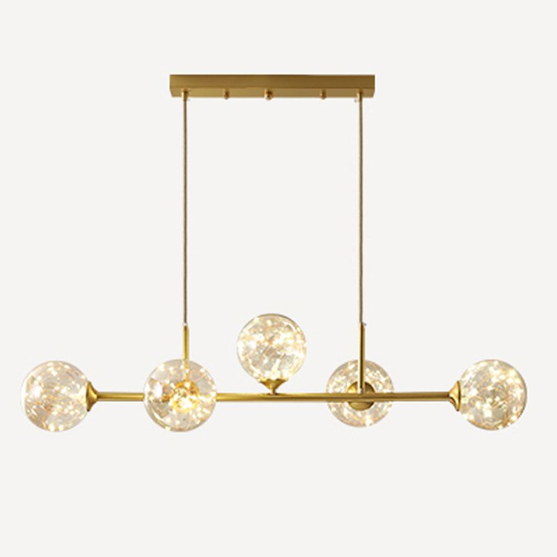 Zeitgenössische Küche Anhänger Lichter linear klare Glasinselbeleuchtungsideen