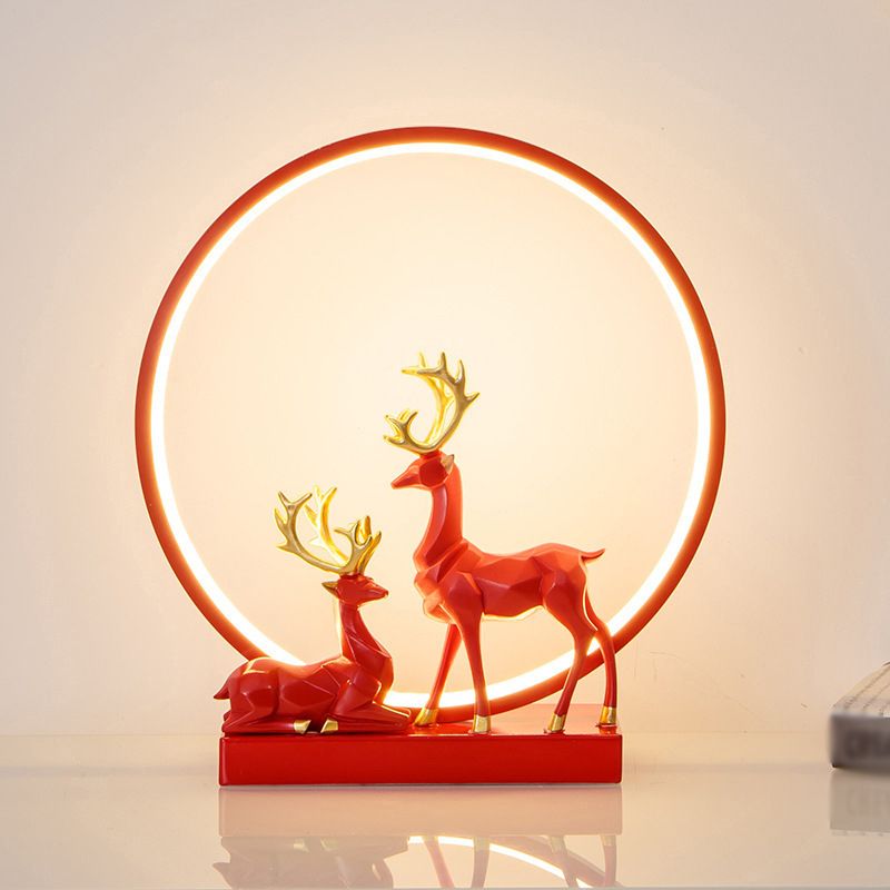 Table nordique en forme de bague légère lampe de support de nuit à LED avec cerfs décoratifs