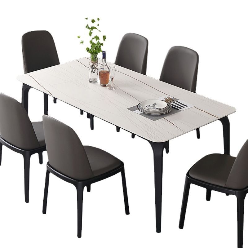 Stone Top Dining Table Modern Rectangle Dining Table with 4 Legs