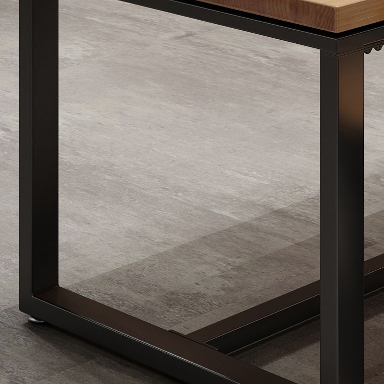 Natural Industrial Rectangle Dining Table Solid Wood Top Black Trestle Base Table