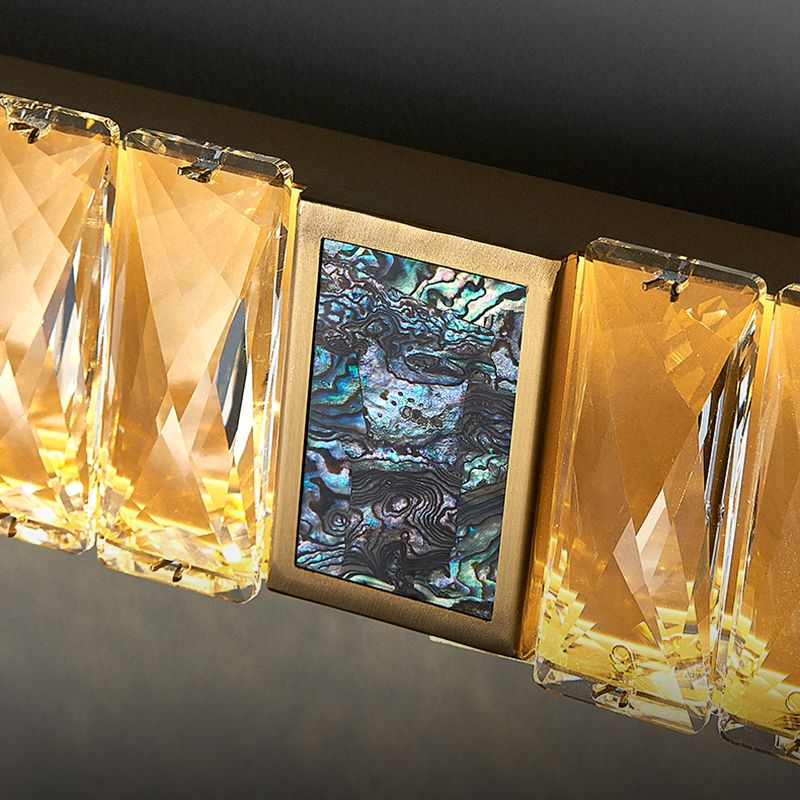 Postmodern Metal Wall Sconce Geometric Shape Vanity Lamp with Crystal Shade for Bathroom