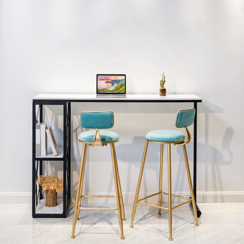 Modern Stone Double Pedestal Cocktail Bar Table Rectangle Storage Bistro Bar Desk