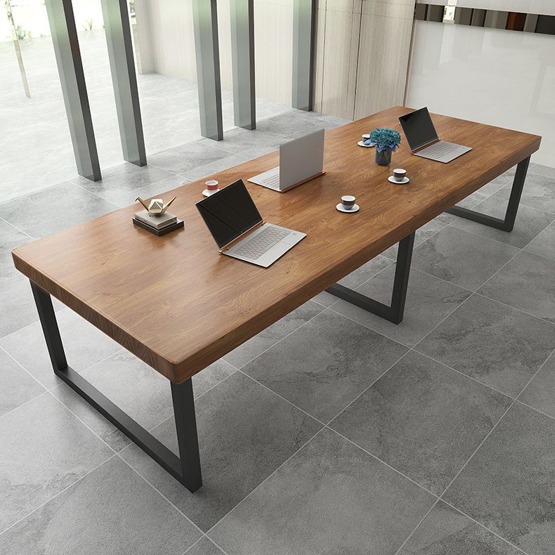 Pine Wood Top Dining Table Industrial Dining Table with Sled Base