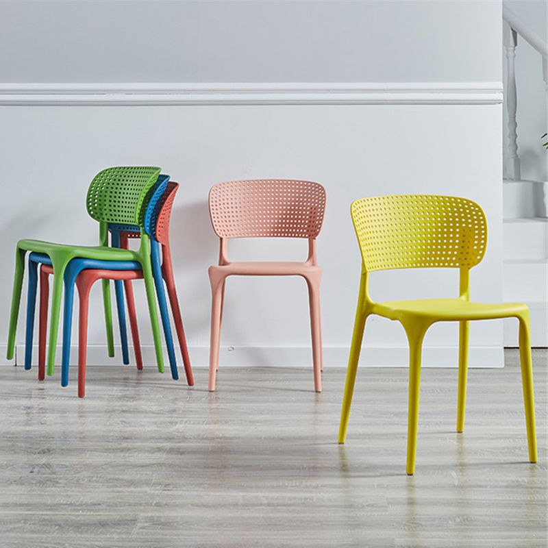 Glam Style Open Back Chair Plastic Stackable Dining Side Chair for Indoor