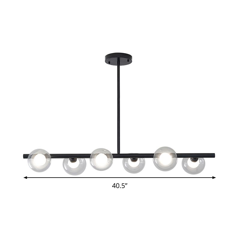 Bubble Clear Glass Island Ceiling Light Modern Style 5/6 Lights Black/Gold Finish Pendant Light Fixture for Dining Room