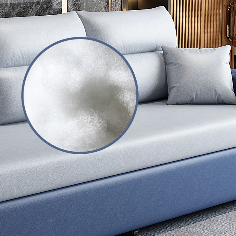 Faux leather Sofa Bed Square Arm Sleeper Sofa, 32.28" Wide in Blu