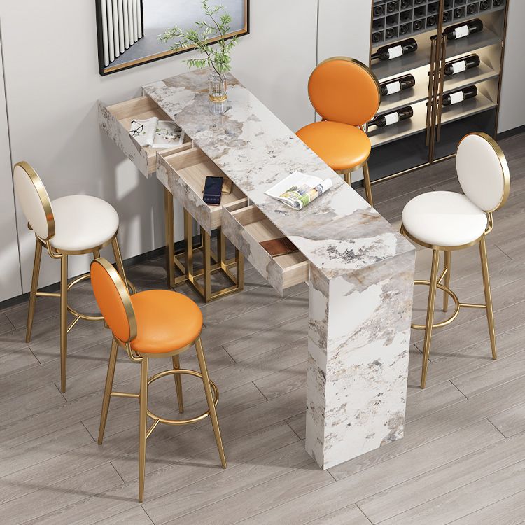 Contemporary Indoor Bar Dining Table Marble Rectangle Bar Table