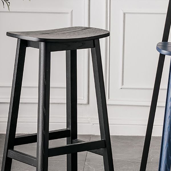 Solid Wood Barstool Contemporary Style Saddle Seat Armless Stool