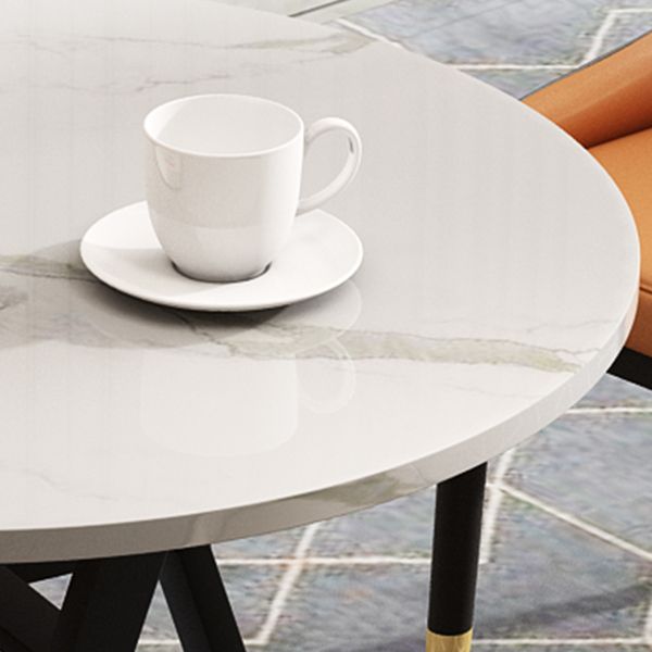 Fixed Modern Dinette Set 1/2/5 Pcs Round Stone Dining Table with Chairs
