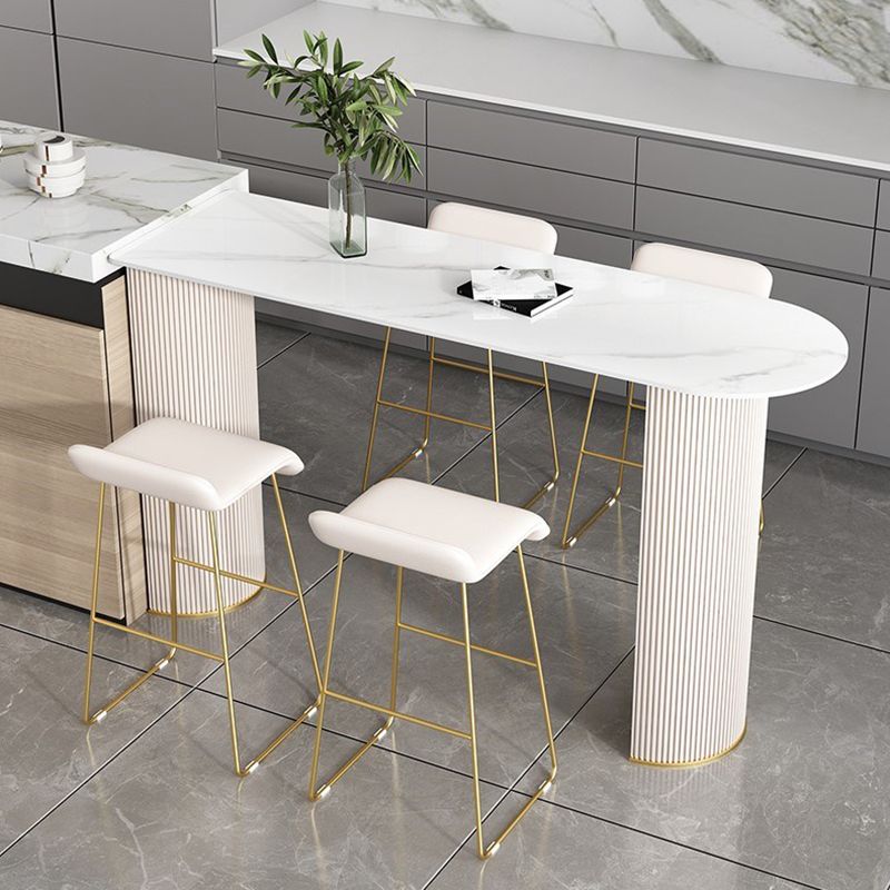 Modern 1/2/5 Pieces Bar Table Stone Counter Table with High Stools for Dining Room
