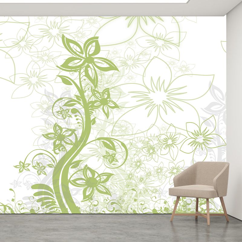 Horizontal Illustration Tropical Plant Mural Eco-friendly Decorative Wallpaper for Room