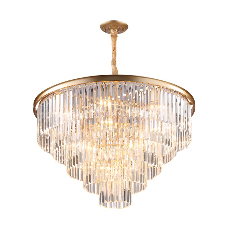Lampada lampadinale conica regolabile in nero/oro Minimalista 6/9/15 Light Crystal Crystal Pendant Lighting, 19,5 "/23,5" /31,5 "W