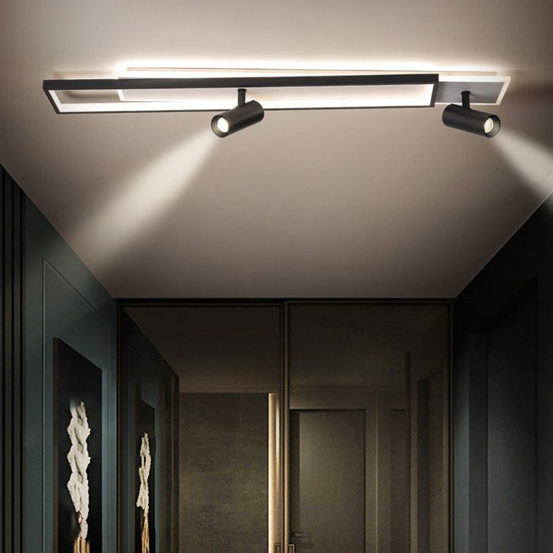 Nouveau Luminaire de plafond de salon linéaire de lumière affleurante de LED de fer moderne avec 2 projecteurs