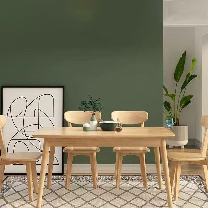 Modern Solid Wood Rectangle Shape Dining Furniture with 4 Wood Legs for Kitchen