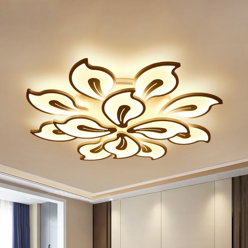 Acrylic Bauhinia Leaves Flush Ceiling Light Modernism LED 3/5/9-Light Flush Mount Light Fixture in Warm/White/Natural Light