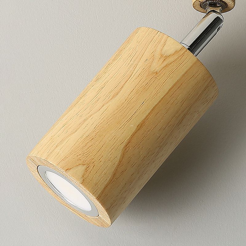 Adjustable Cylinder Semi Flush Wood LED Modernism Cylinder Flush Ceiling