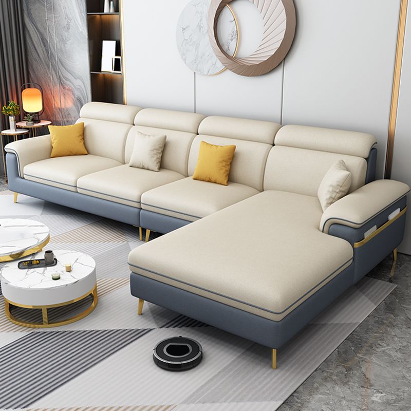 35.4"H Faux Leather Pillow Top Arm Sofa & Chaise for Living Room