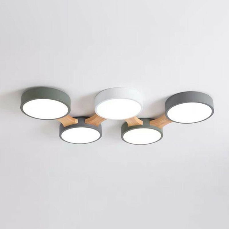 Minimalist Round LED Flush Monte Metallic Living Room Flushmount Massimale Light in grigio - Verde
