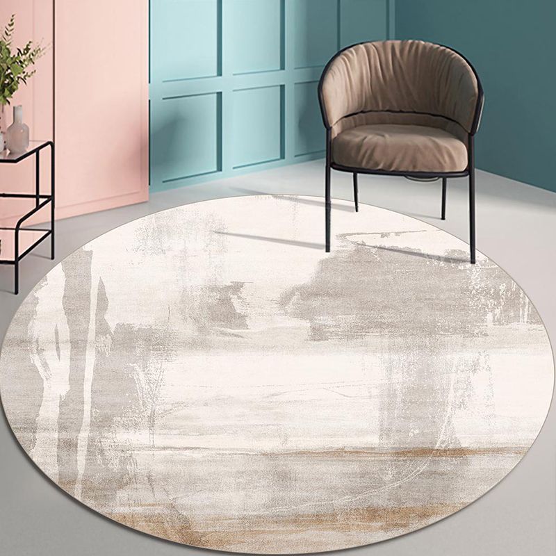 Light Brown Stirpe Rug Polyester Casual Rug Non-Slip Backing Rug for Living Room