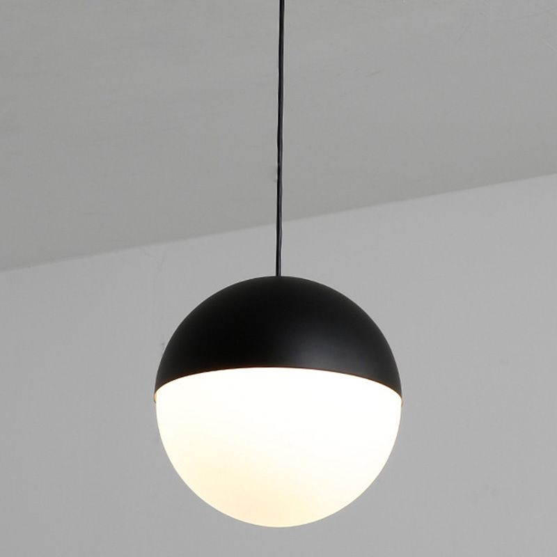 Sospensione di vetro a 1 luci a forma di sfera in bianco e nero Luce di sospensione in vetro a 1 luce per ristorante