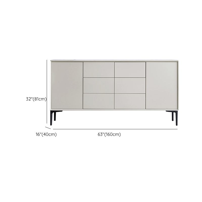 Contemporary Buffet Sideboard with Drawers Stone and Wood Buffet Server