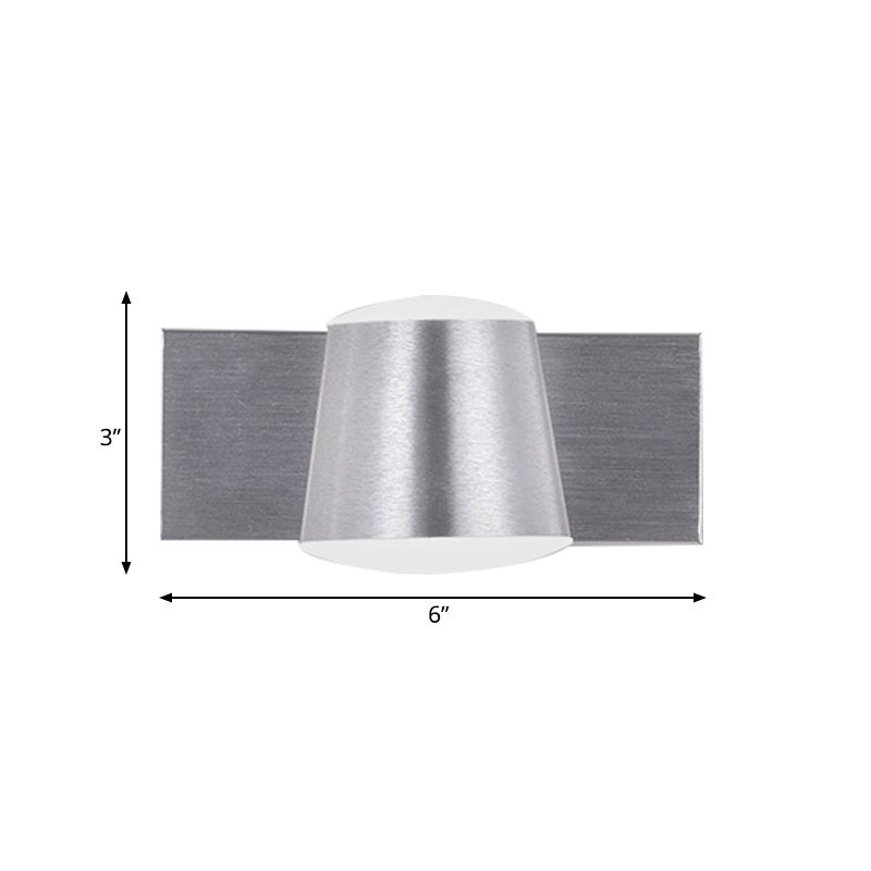 Tapered Living Room Vanity Sconce Simple Style Metal 1/2/3 Heads Silver Wall Light Fixture in Warm/White Light