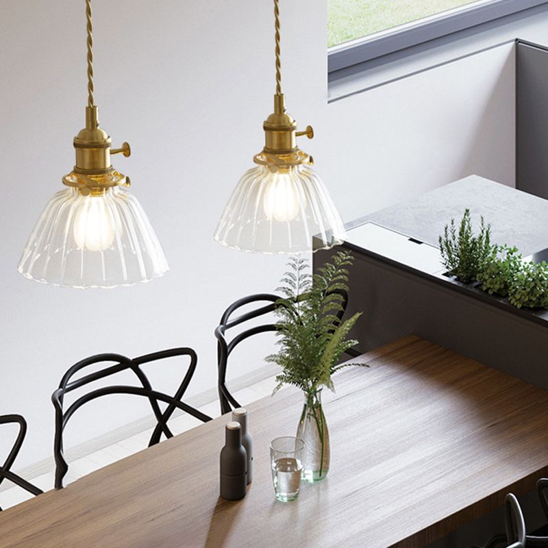 Lampada sospesa in bronzo in bronzo in vetro in stile a sospensione geometrica in stile retrò industriale per sala da pranzo