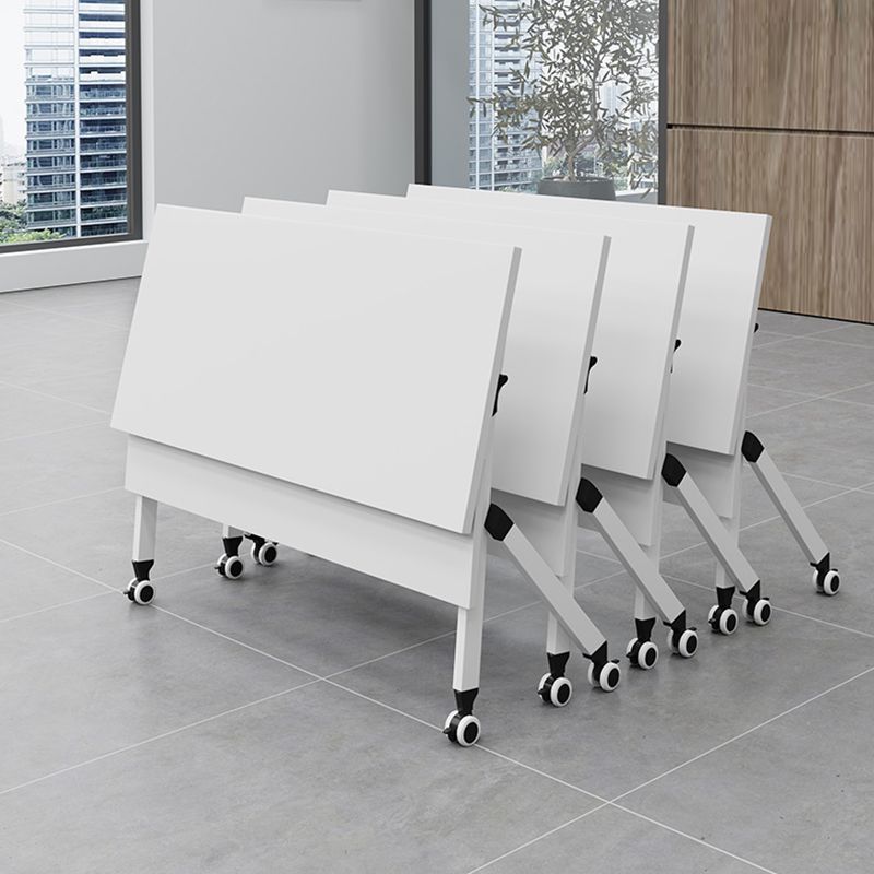Modern Folding Office Desk with Wheels Manufactured Wood Rectangular Desk