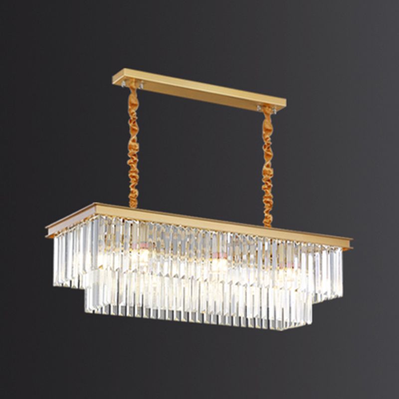 Lineare Inselbeleuchtung in modernen Luxusstil -Kristall -Innenpendelleuchten