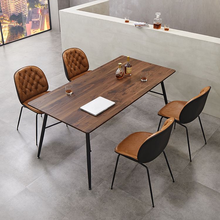 Sillas de comedor de cuero de estilo industrial, sillas de comedor sin brazos con respaldo sólido para el hogar