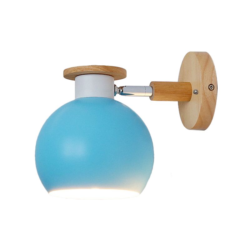 Rotatable Metal Spherical Sconce Light Kindergarten 1 Light Macaron Wall Lamp