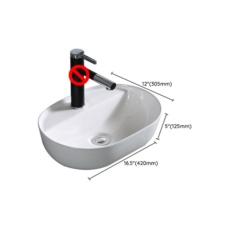 Modern Bathroom Sink Porcelain Rectangle Bathroom Sink in White(Not Including Faucet)
