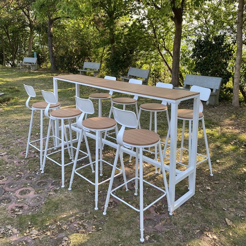 Industrial Water Resistant Bar Table Rectangle Brown Wood Patio Table