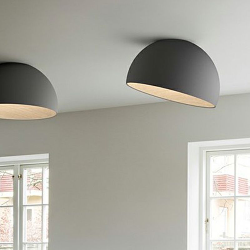Luz empotrada de techo LED de pasillo de metal con lámpara de montaje empotrado de cúpula minimalista con interior de veta de madera