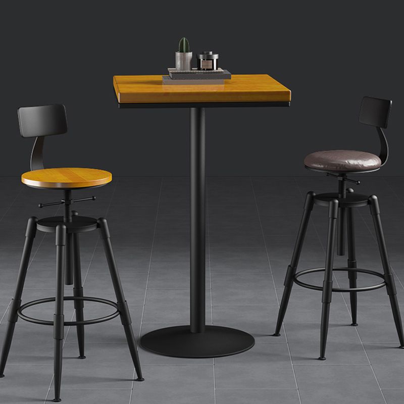 Metal Adjustable Height Bar Stool Contemporary Round Seat in Black