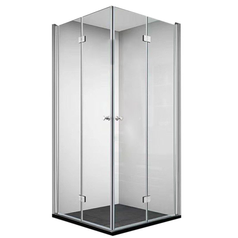 Frameless Folding Tempered Glass Shower Door with Thickened 304 Stainless Steel Fittings